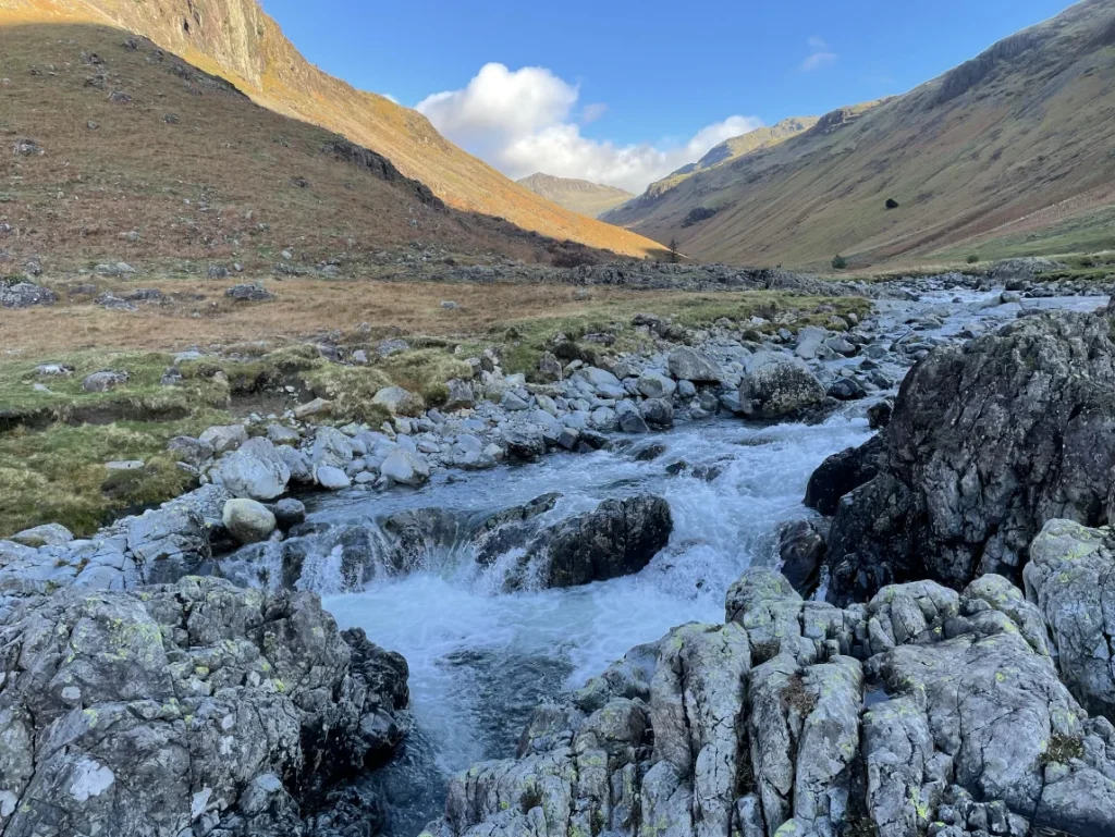 River Esk flowing through Upper Eskdale in the Lake District