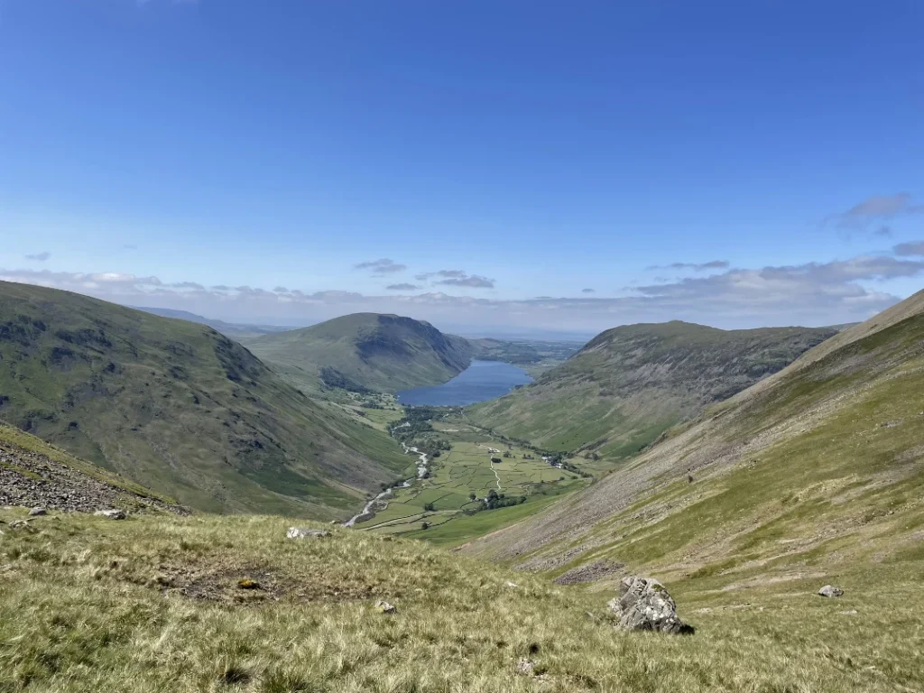 View down Wasdale valley towards Wast Water from Great Gable