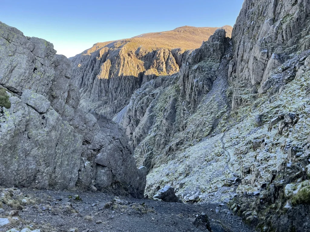 Rocky gully on the route to Slight Side from Eskdale