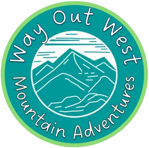 Way Out West Mountain Adventures circular mountain logo