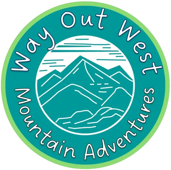 Way Out West Mountain Adventures circular mountain logo